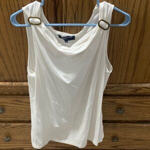 Jones New York White Tank Top with Gold Accents